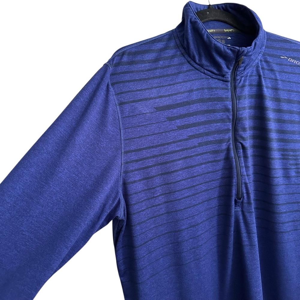 BROOKS Run Happy‎ Men’s Half Zip Running Shirt Blue Performance Pullover Large - Picture 4 of 14